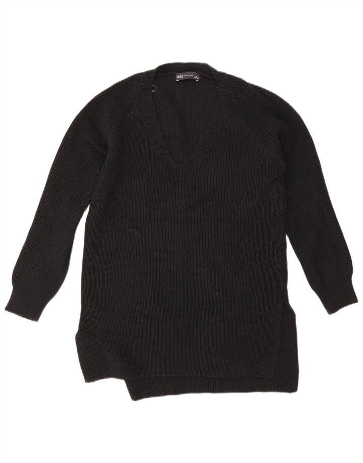 Marks & Spencer Dame Oversized V-hals sweater UK 10 Small Black
