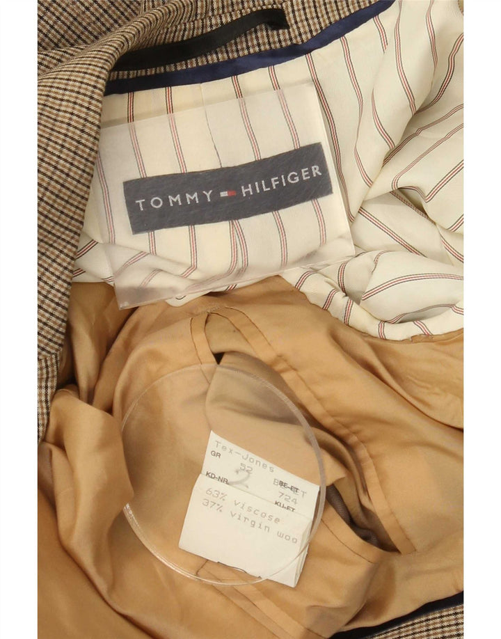 Tommy Hilfiger Herre 2-knaps blazerjakke IT 52 XL Beige Gingham Viscose