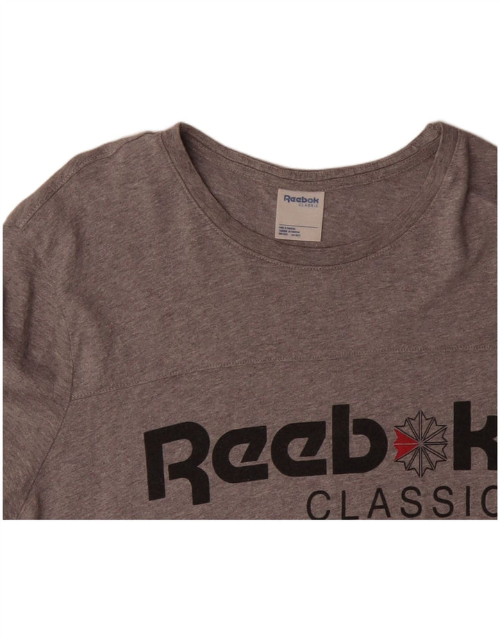 REEBOK Herre Klassisk Grafisk T-Shirt Top XL Grå Bomuld