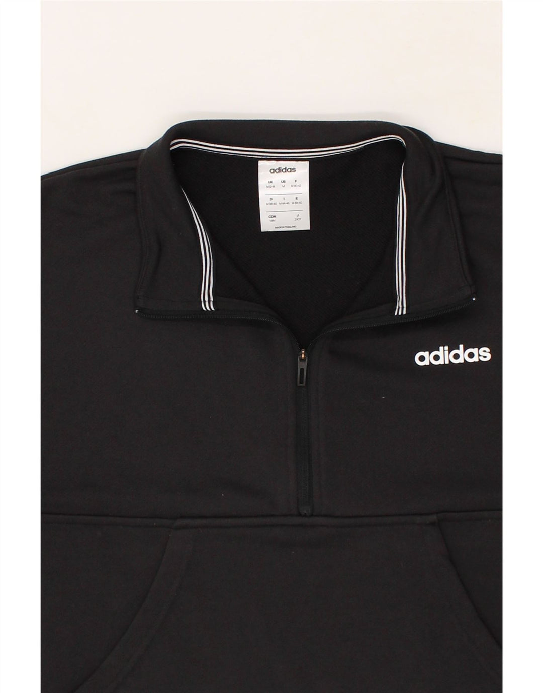 ADIDAS Womens Zip Neck Pullover Tracksuit Top UK 12/14 Medium Black Vintage Adidas and Second-Hand Adidas from Messina Hembry 