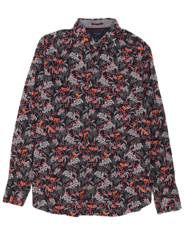 Ted Baker herreskjorte str. 4 Stor flerfarvet blomsterbomuld