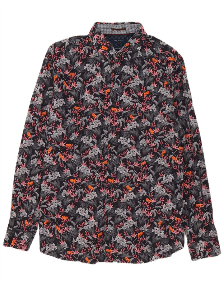 Ted Baker herreskjorte str. 4 Stor flerfarvet blomsterbomuld