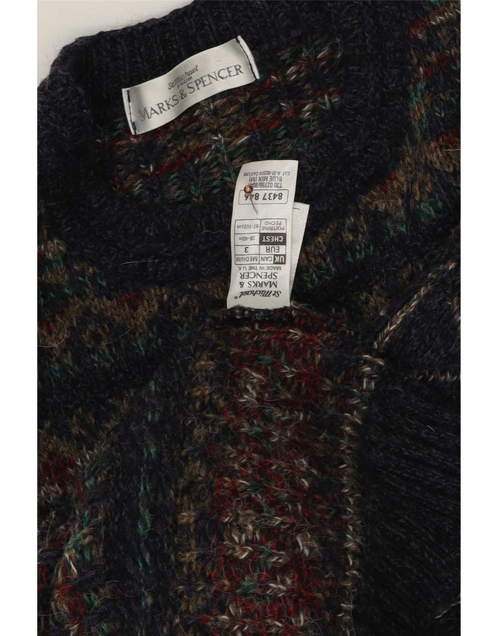 Marks & Spencer Herretrøjetrøje med rund hals mellem marineblå Fair Isle