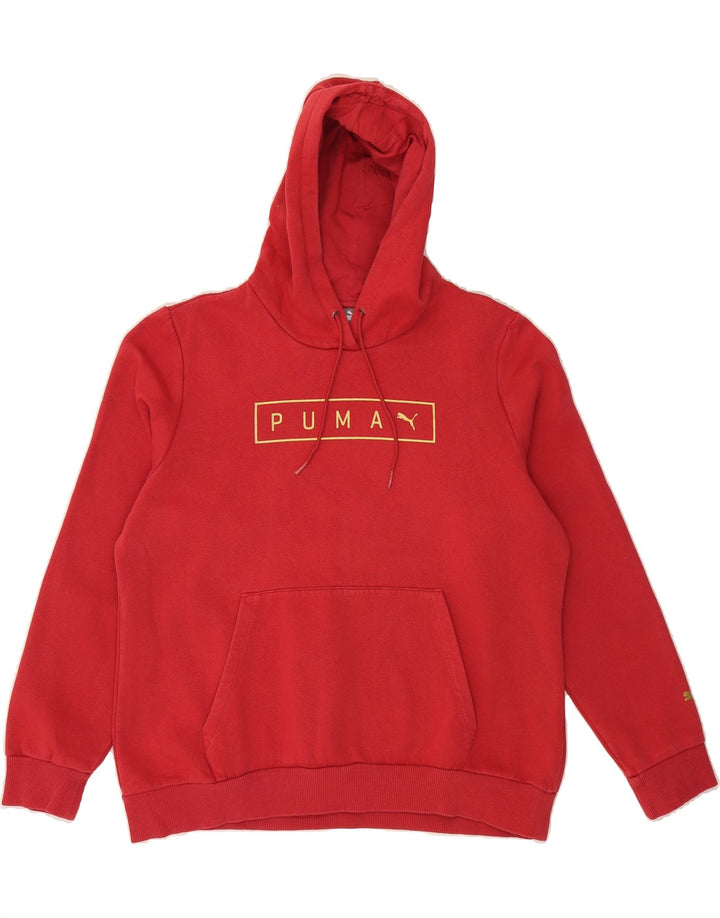 PUMA Womens Graphic Hoodie Jumper UK 16 Large Red Vintage Puma and Second-Hand Puma from Messina Hembry 