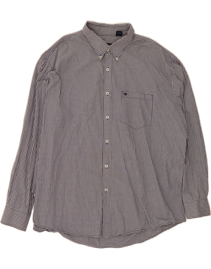 IZOD Mens Shirt 2XL Navy Blue Gingham Vintage Izod and Second-Hand Izod from Messina Hembry 