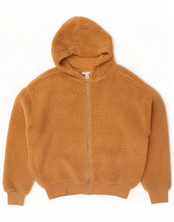 Topshop Dame Hættejakke Oversized Fleecejakke UK 8 Small Beige Polyester
