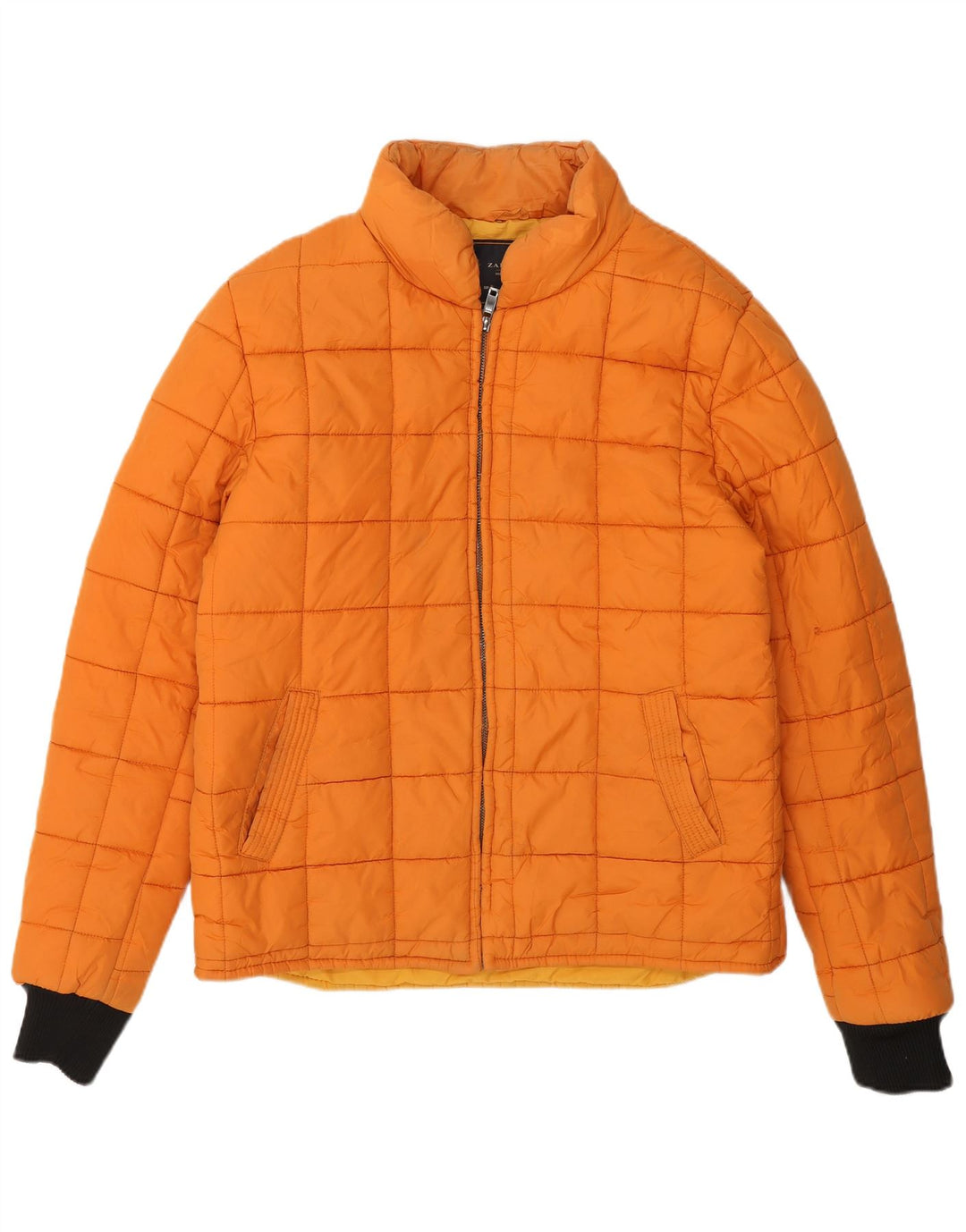 Zara Polstret Herrejakke UK 38 Medium Orange Colourblock Polyester