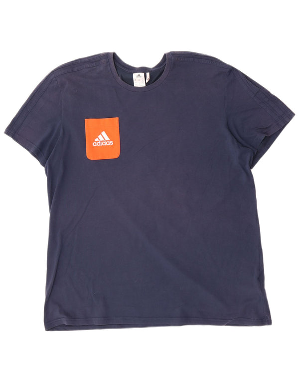 Adidas Herre Climalite T-Shirt Top 2XL Marineblå Bomuld