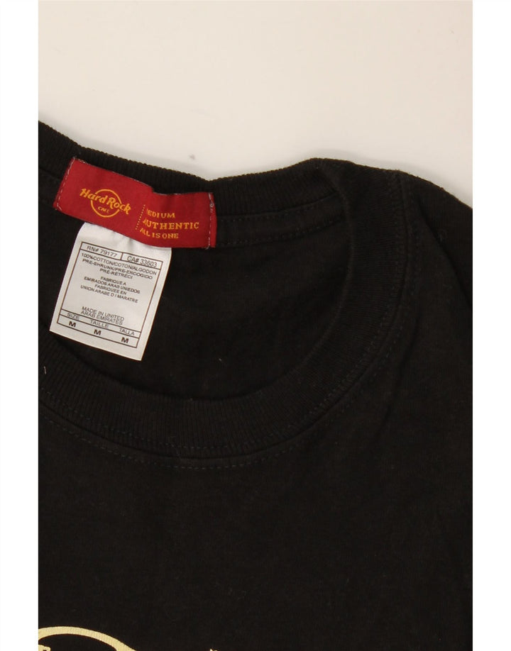 HARD ROCK CAFE Herre Paris Grafisk T-Shirt Top Medium Sort Bomuld