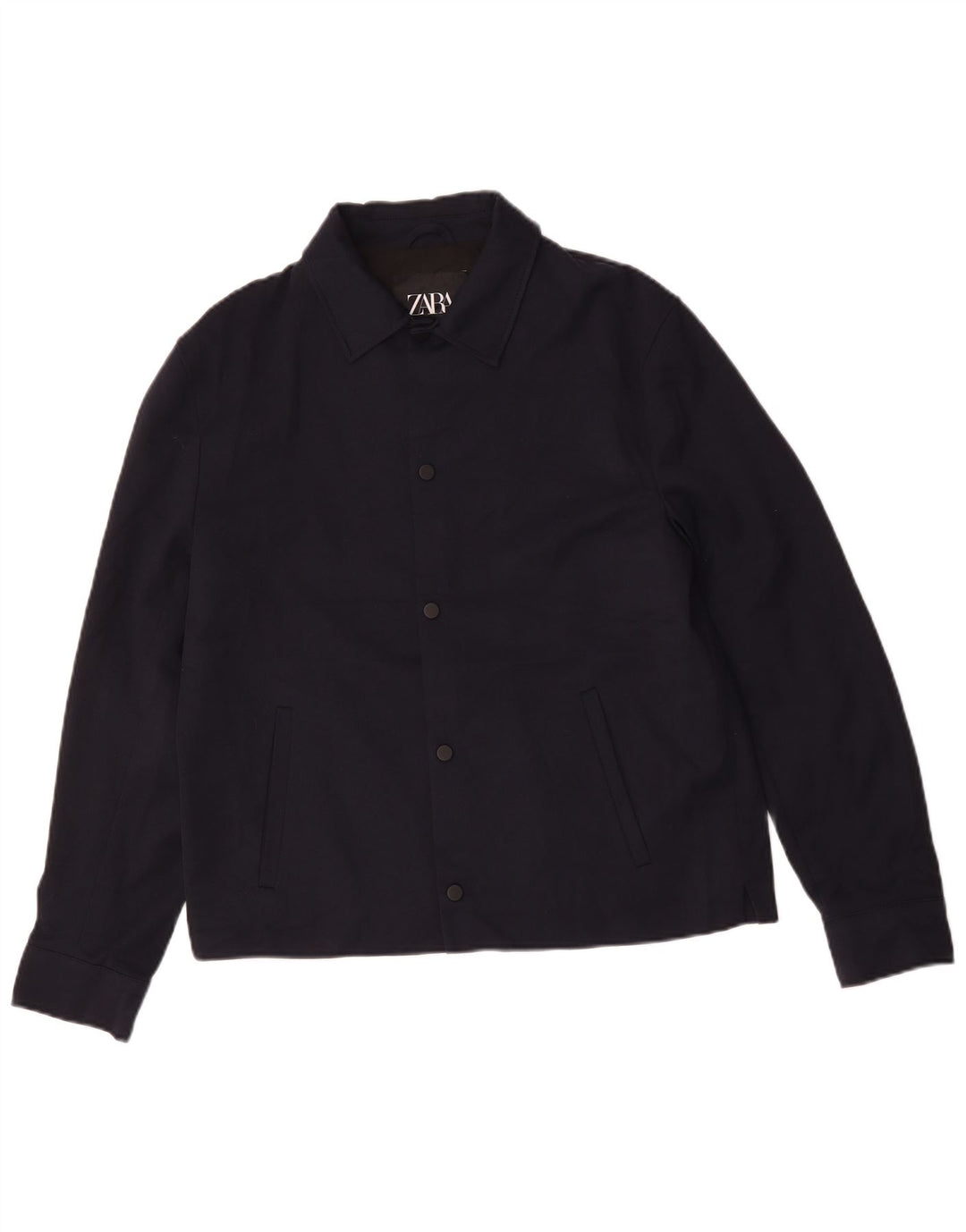 Zara Herre Bomber Jacket UK 40 Large Navy Blue Polyester