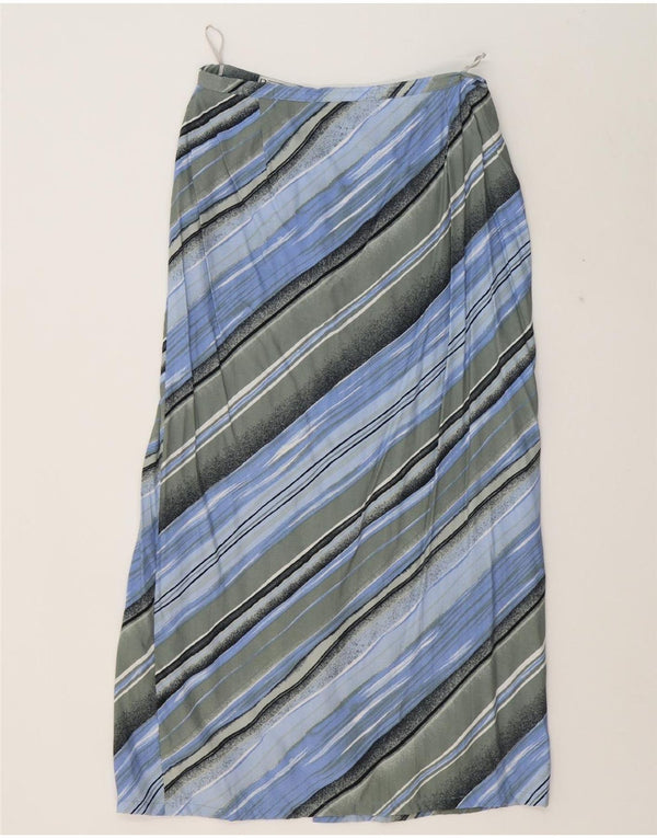 VINTAGE Womens Midi Skirt UK 12 Medium W28  Multicoloured Striped Linen