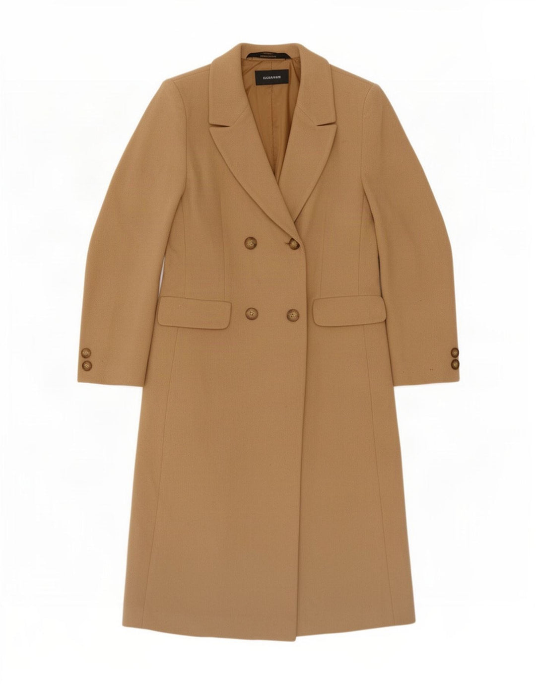 Marks & Spencer Dame Dobbeltradet Frakke UK 10 Small Beige New Wool