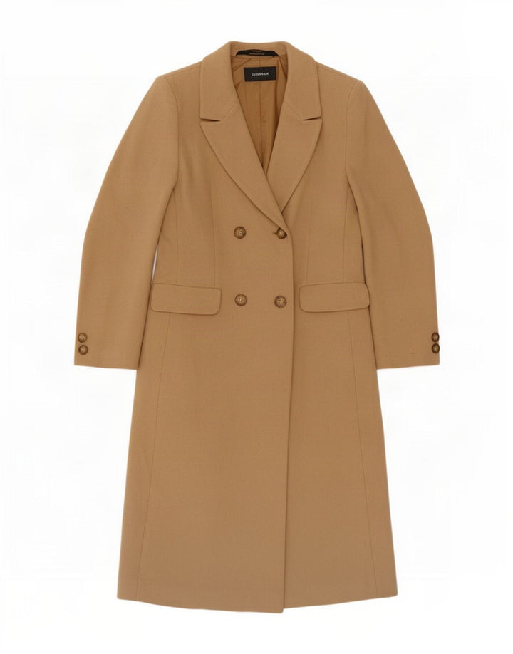 Marks & Spencer Dame Dobbeltradet Frakke UK 10 Small Beige New Wool