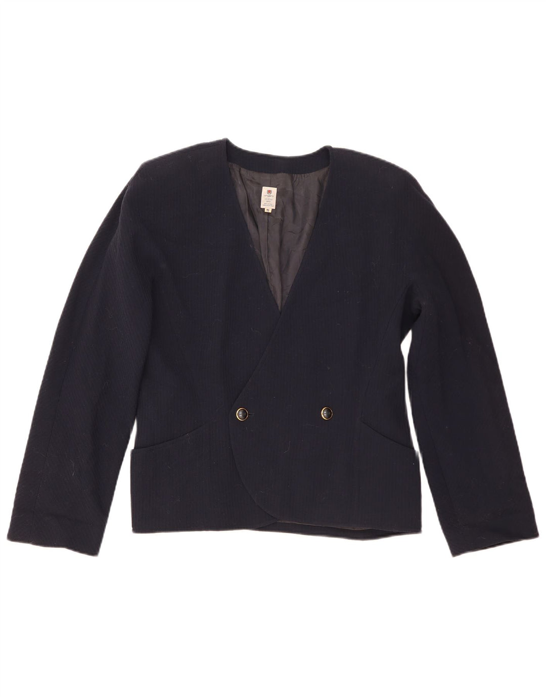 Ungaro Dame Dobbeltradet Blazer Jacket IT 48 XL Marineblå Uld