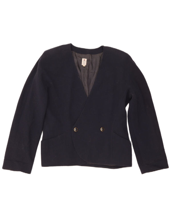 Ungaro Dame Dobbeltradet Blazer Jacket IT 48 XL Marineblå Uld