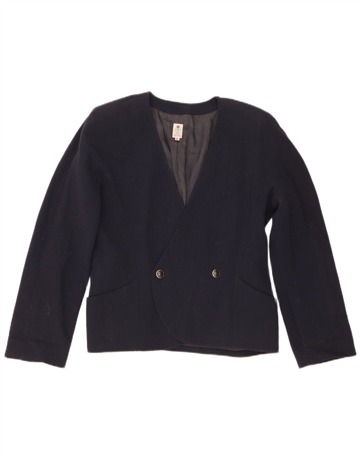 Ungaro Dame Dobbeltradet Blazer Jacket IT 48 XL Marineblå Uld