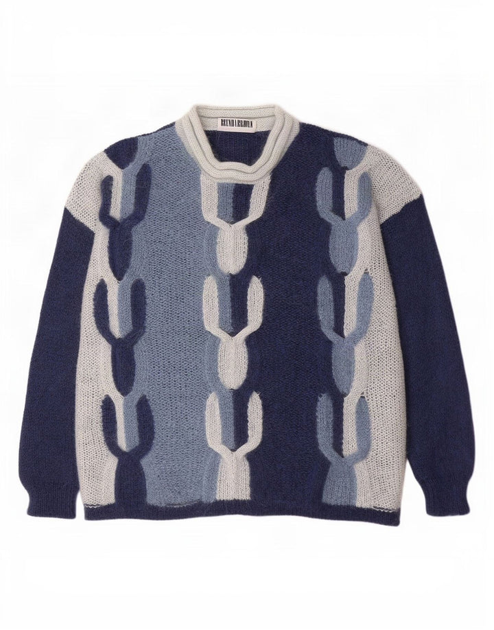Vintage Dame Turtle Neck Jumper Sweater IT 44 Medium Navy Blue