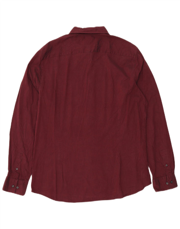 CALVIN KLEIN Herre Fitted Shirt Large Maroon