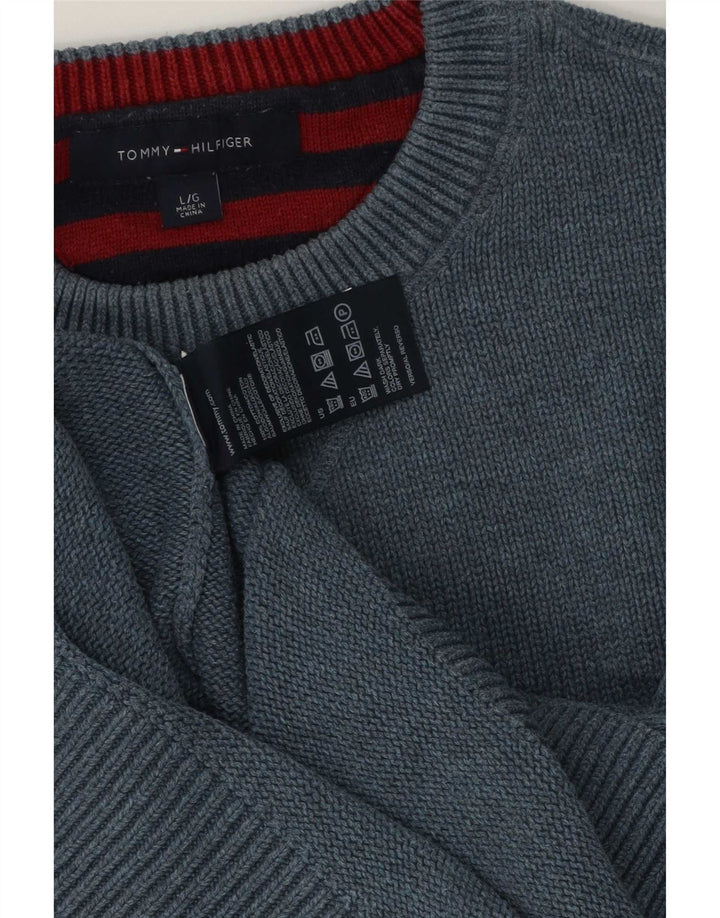Tommy Hilfiger Herre Crew Neck Jumper Sweater Stor Blå Bomuld
