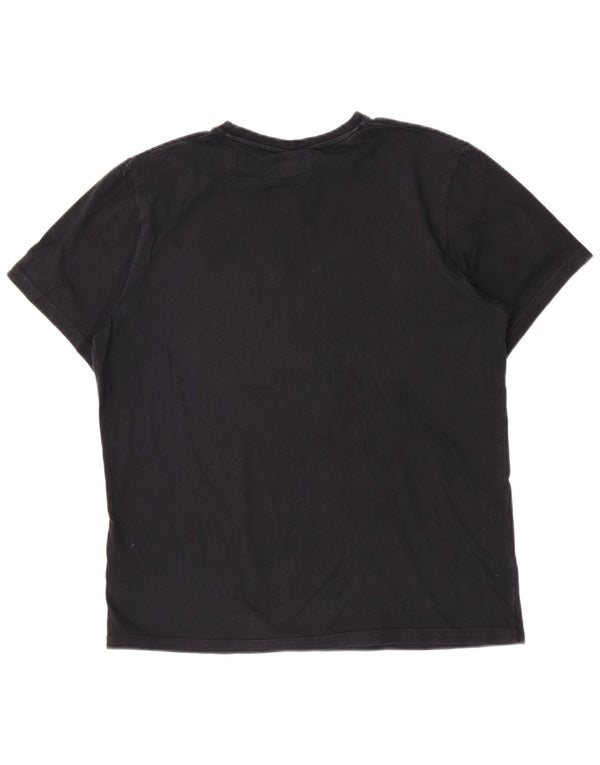 Ellesse Dame Grafisk T-Shirt Top UK 14 Stor Sort Bomuld