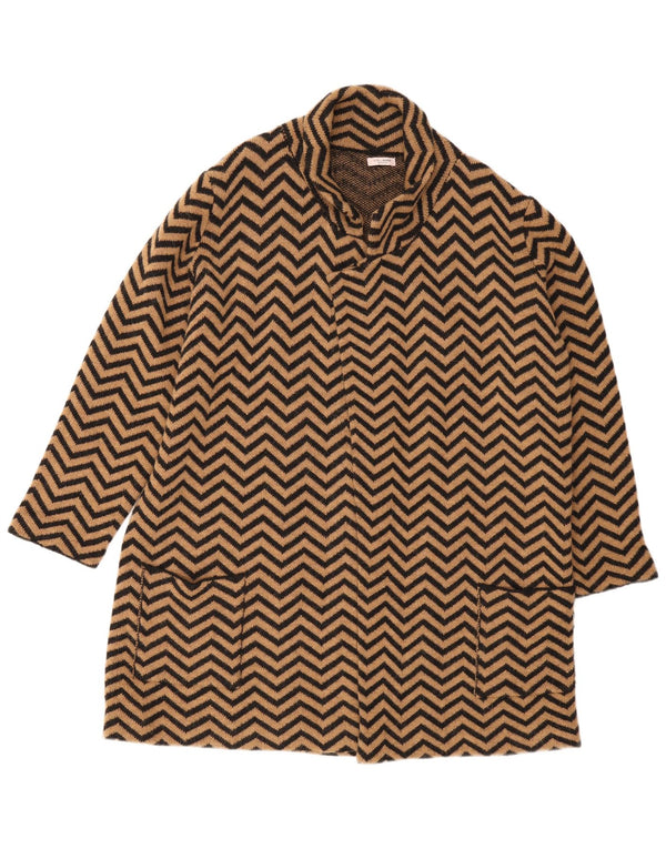 Fiorella Rubino Dame Longline Cardigan Sweater UK 18 XL Brun Chevron