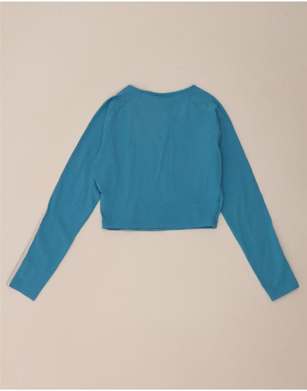 Adidas Dame Crop Top Langærmet UK 12 Medium Blue Bomuld