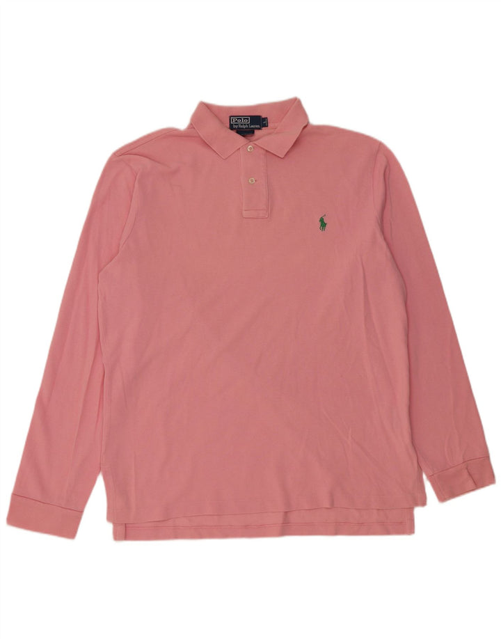 POLO RALPH LAUREN Herre Custom Fit Langærmet Polo Shirt Stor Pink Bomuld