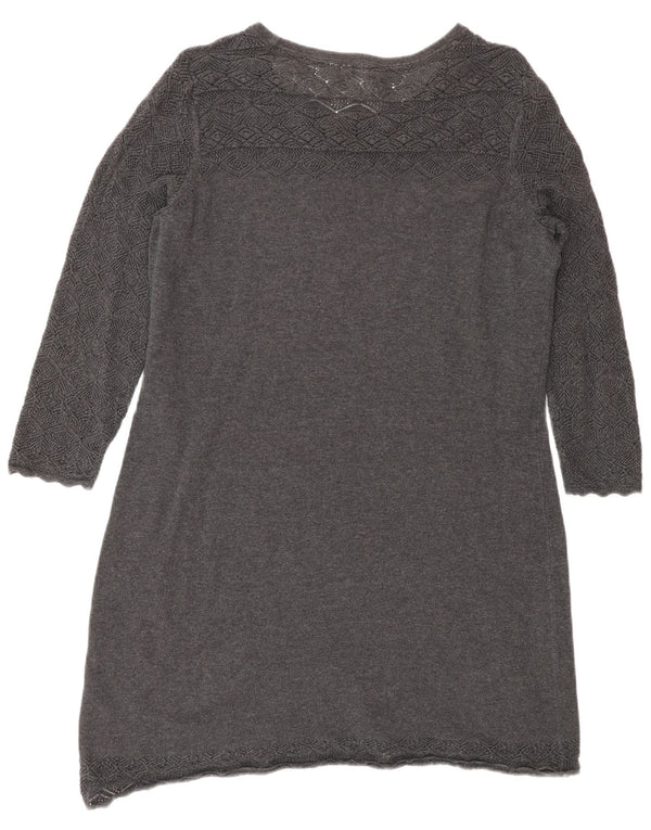 Fat Face Dame 3/4-ærmet Jumper Dress UK 14 Medium Grey Bomuld