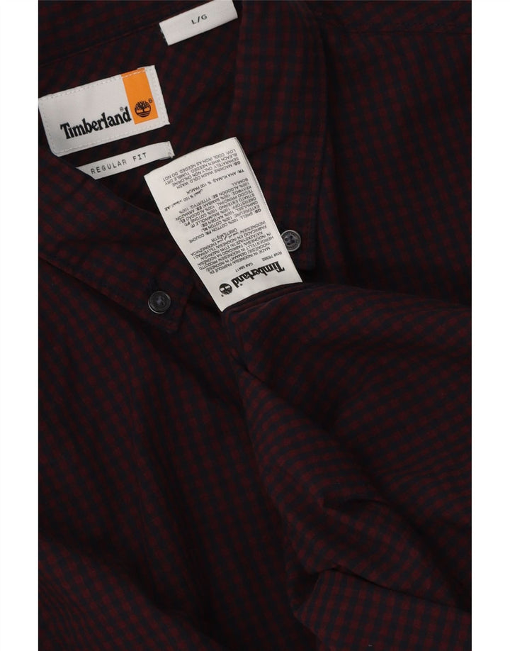 Timberland Herre Regular Fit Skjorte Large Burgundy Gingham Cotton
