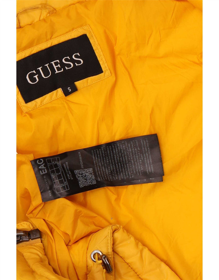 Guess Herre hættepolstret jakke UK 36 Lille gul nylon