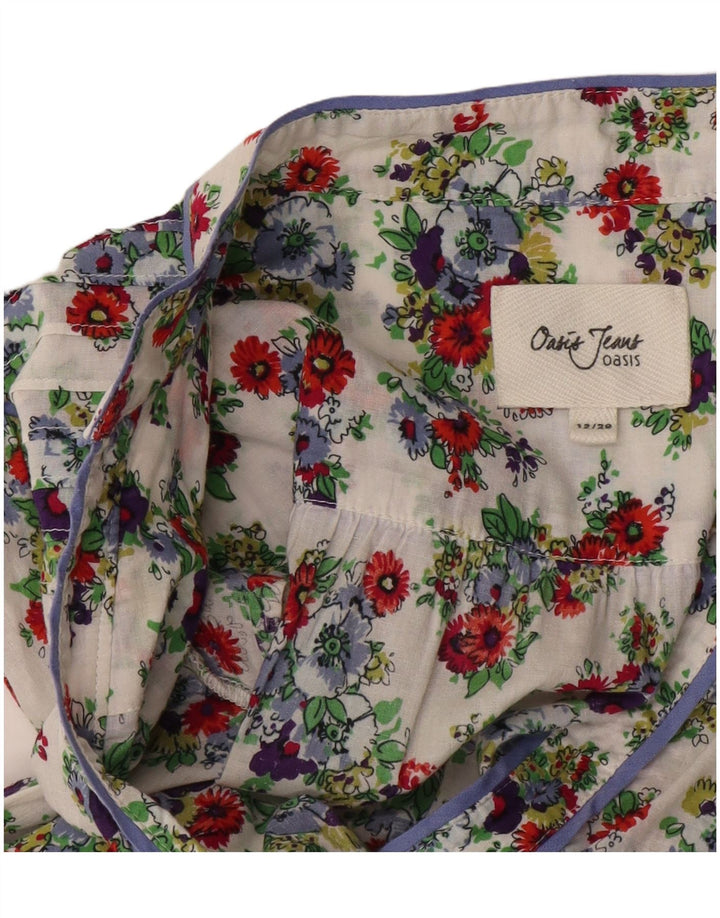 Oasis Dame A-Line Kjole UK 12 Medium White Floral