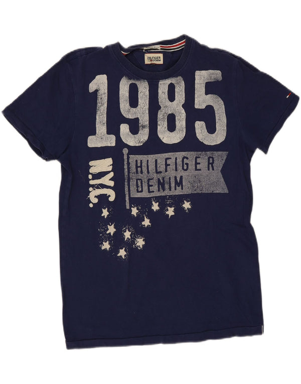 Tommy Hilfiger Herre grafisk T-shirt Top Lille marineblå bomuld