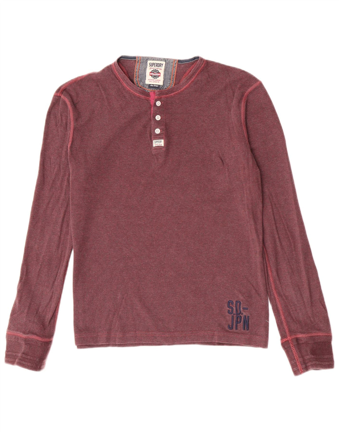 Superdry Herre Slim Fit Top Langærmet Stor Maroon Bomuld