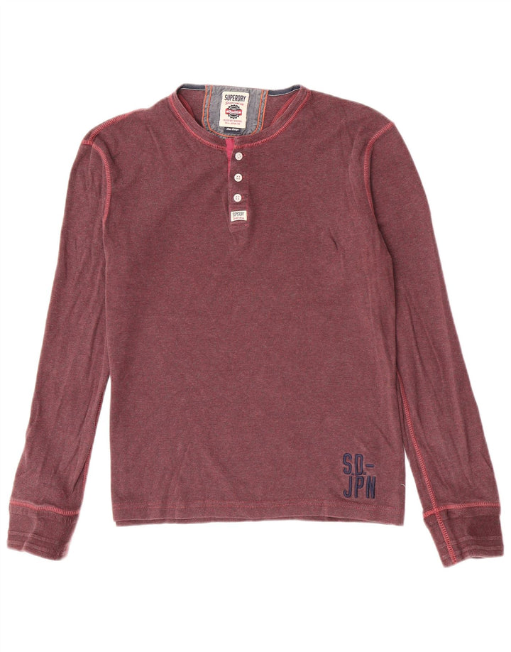 Superdry Herre Slim Fit Top Langærmet Stor Maroon Bomuld