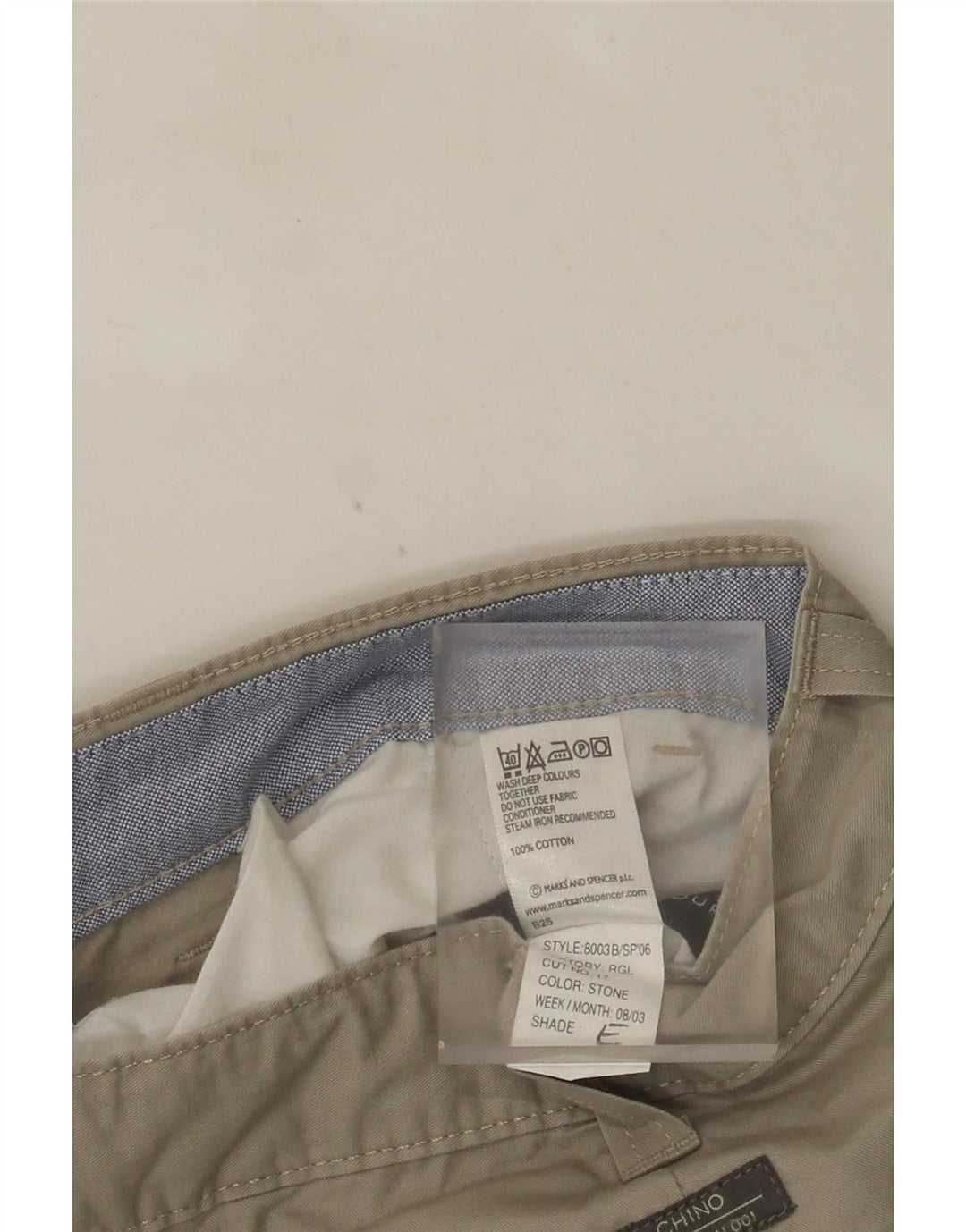Marks & Spencer Herre Blue Harbor Chino Shorts W36 Stor Beige Bomuld