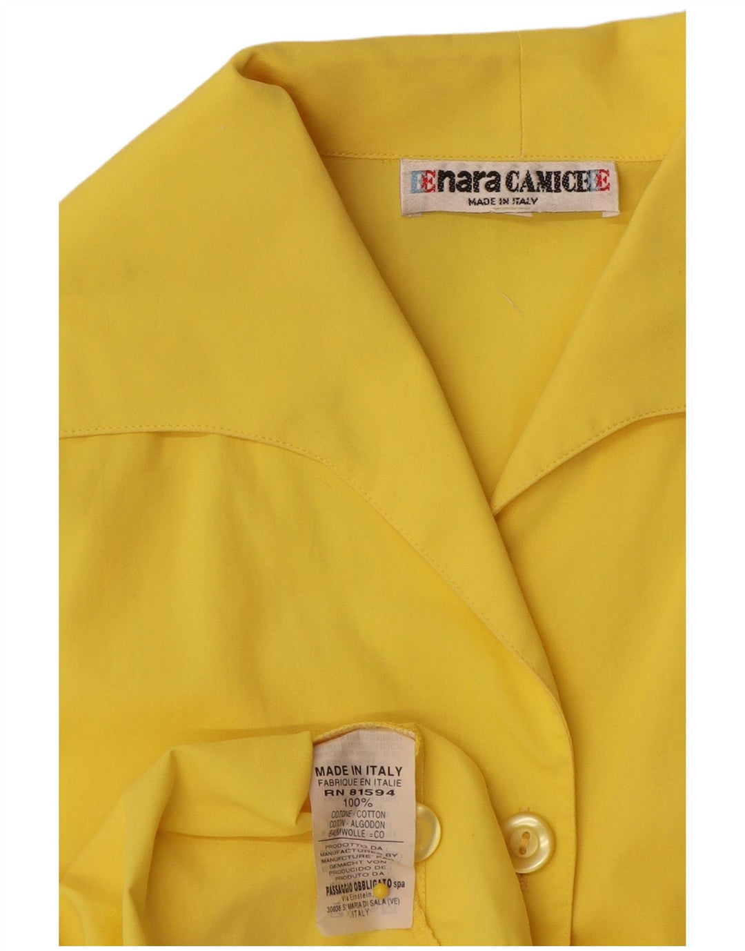 Enara Camice Womens Crop Front Tie Shirt Bluse UK 12 Medium Yellow