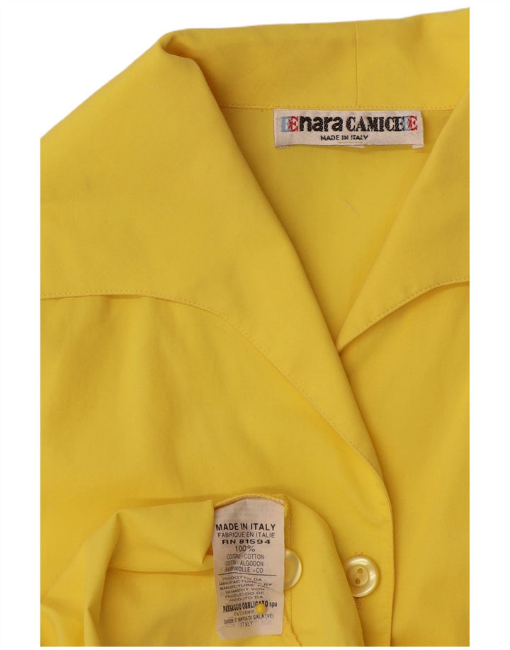 Enara Camice Womens Crop Front Tie Shirt Bluse UK 12 Medium Yellow