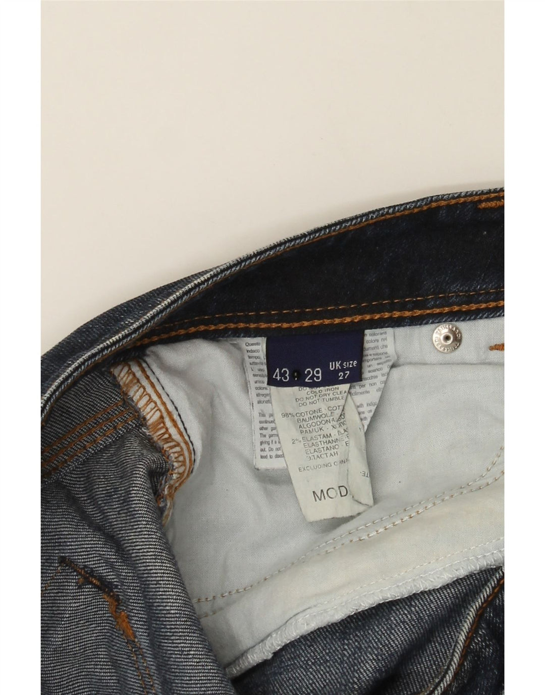 TRUSSARDI Womens Slim Jeans W27 L30 Navy Blue Cotton Vintage Trussardi and Second-Hand Trussardi from Messina Hembry 