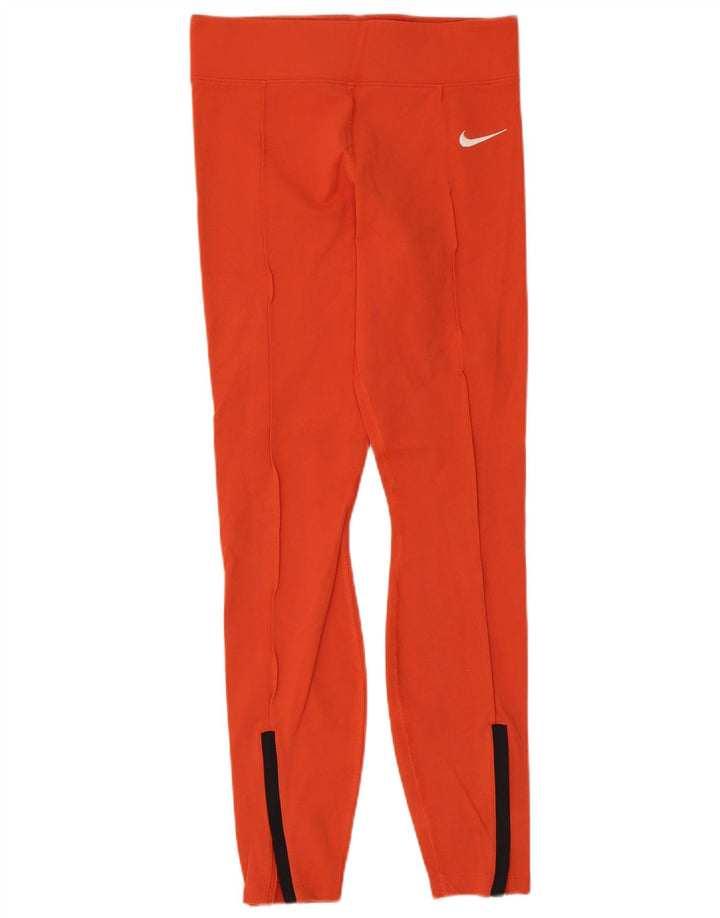 Nike Dame Leggings UK 10 Small Orange Viscose