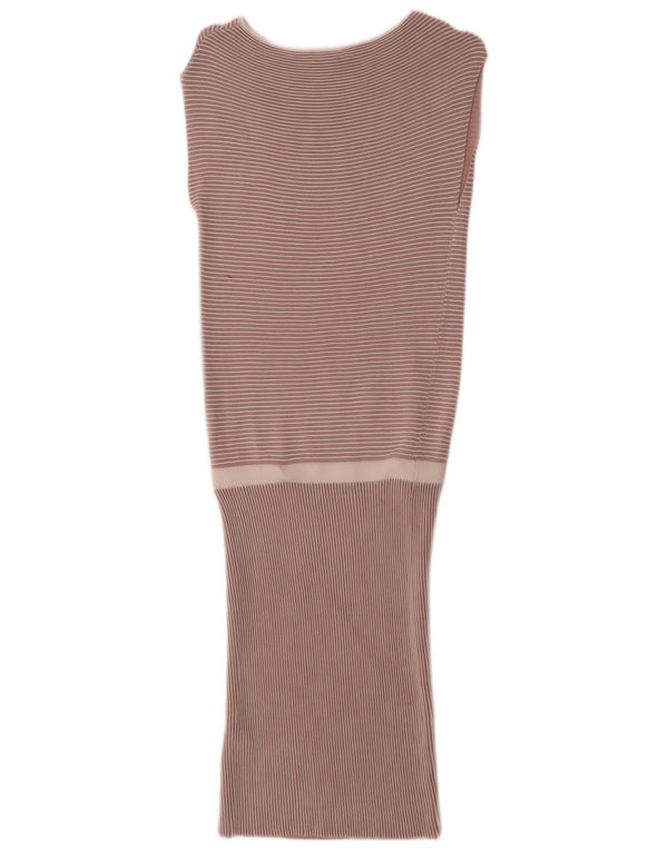 Reiss Dame Ærmeløs Jumper Dress UK 8 Small Pink Stribet Viscose