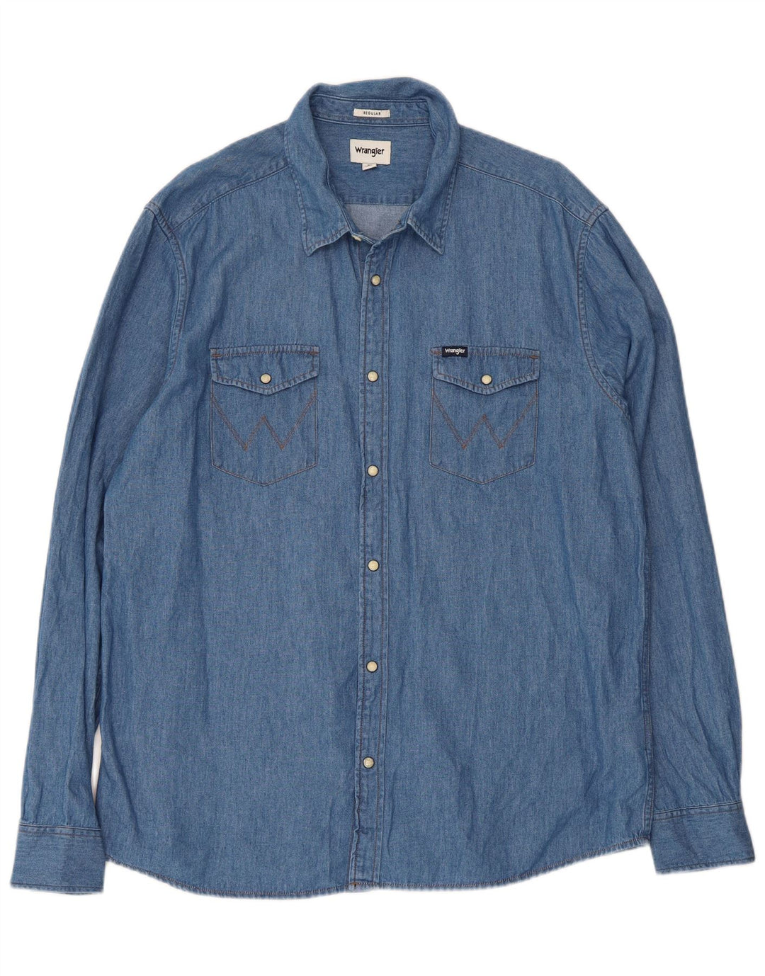 Wrangler Herre Western Regular Fit denimskjorte XL blå bomuld