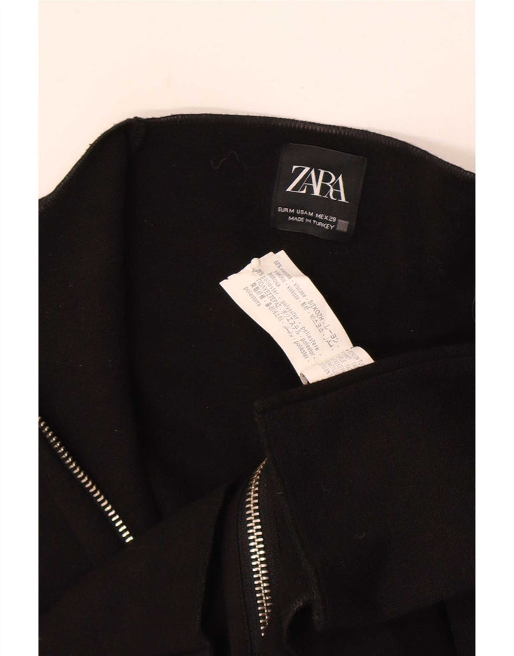 Zara Womens Crop Cardigan Top UK 12 Medium Black Viscose