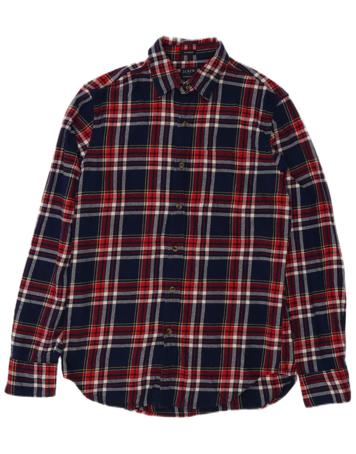 J. Crew Herre Classic Fit Flanelskjorte Lille marineblå ternet bomuld