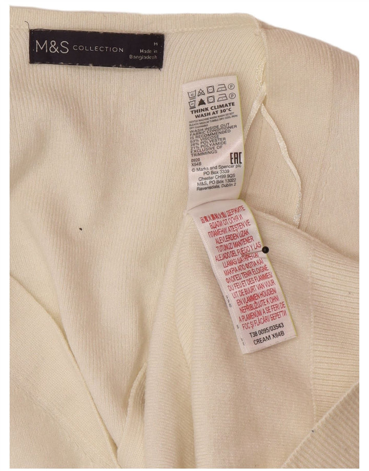 Marks & Spencer Dame Cardigan Sweater UK 14 Medium Off White Viscose