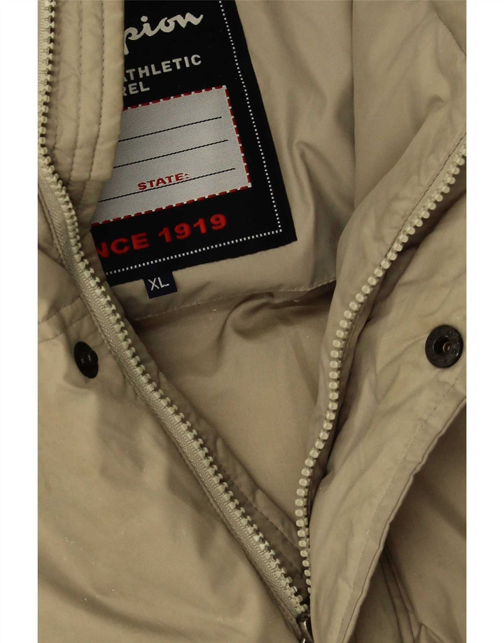 Champion Herre hættepolstret jakke UK 42 XL Beige Polyamid