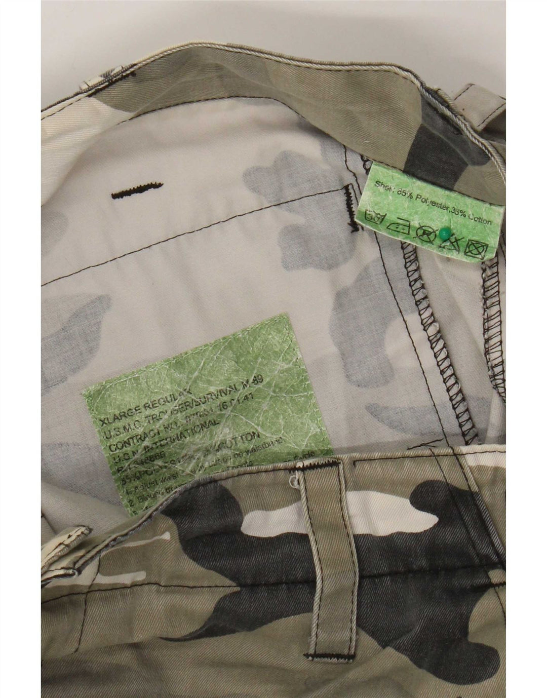 Vintage Herre Cargo Shorts XL W38 Khaki Camouflage Polyester