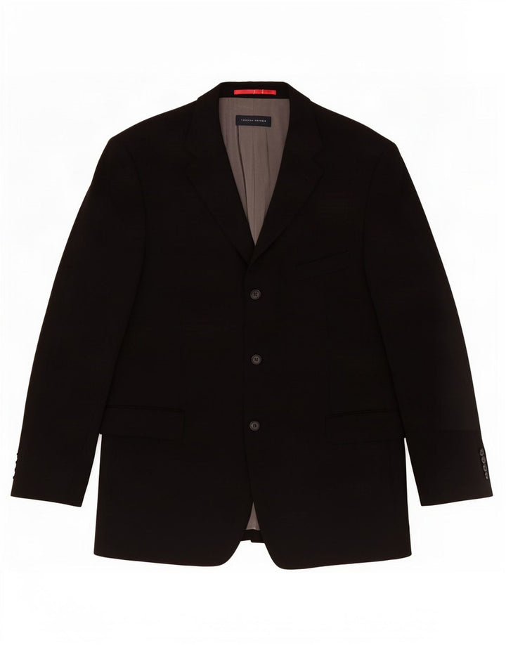 Tommy Hilfiger Herre 3-knaps blazerjakke UK 38 Medium Sort Virgin Wool