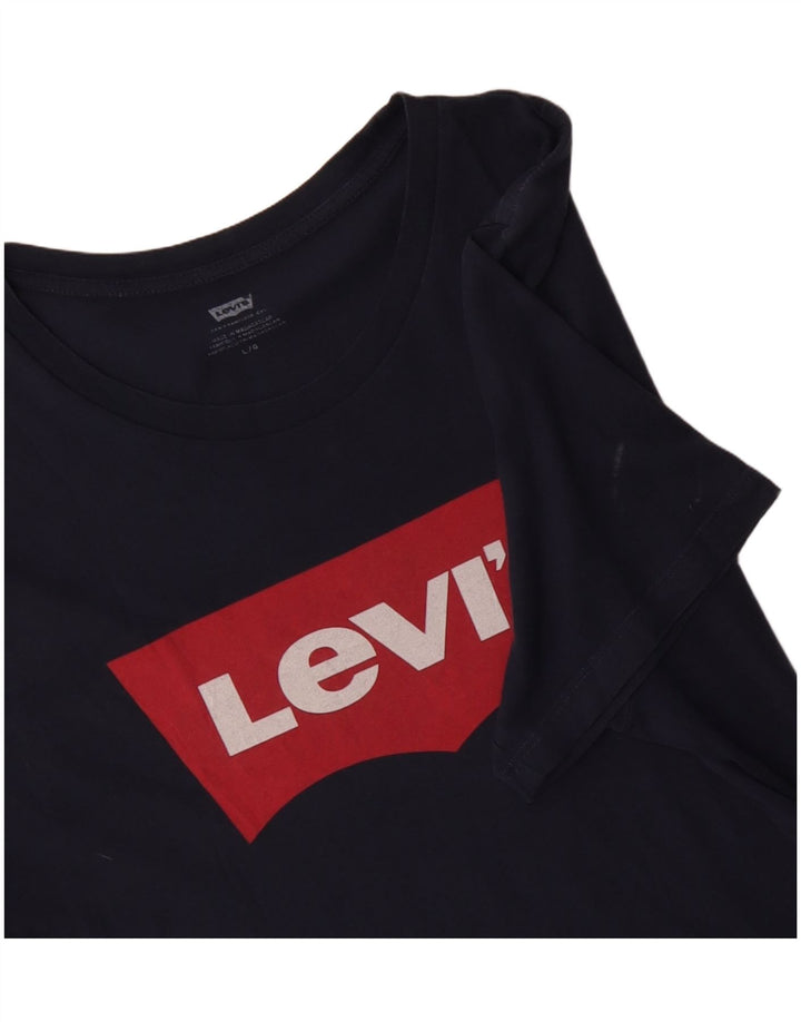 LEVI'S Herre grafisk T-shirt Top Stor marineblå bomuld