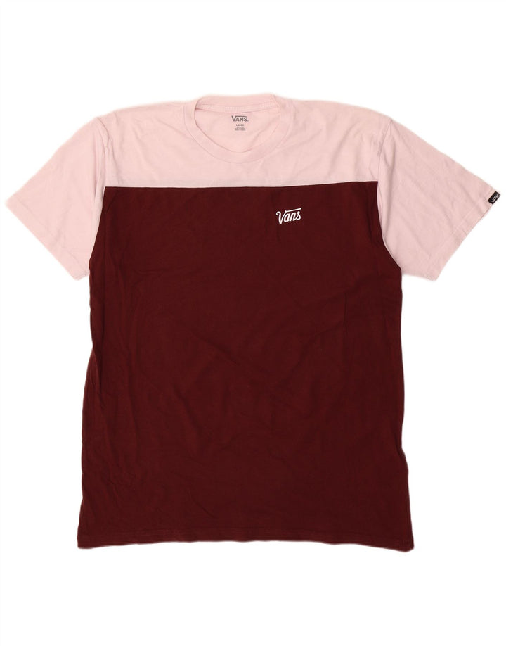 Vans Herre grafisk Regular Fit T-shirt Top Stor rødbrun Colourblock Bomuld