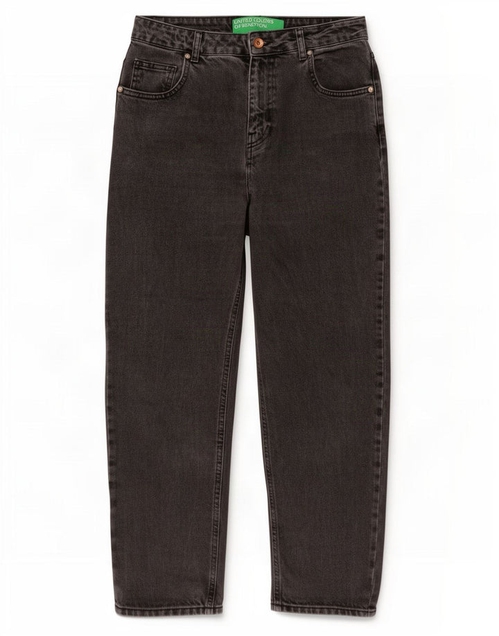 Benetton koniske jeans til kvinder W30 L27 Grå bomuld